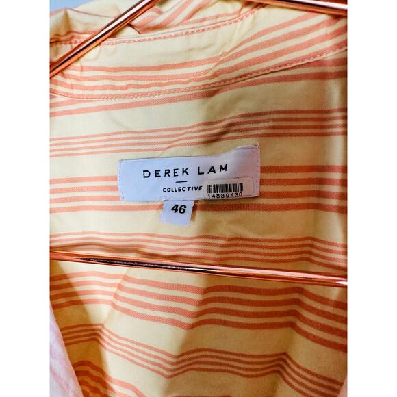 DEREK LAM COLLECTIVE Yellow Pinstripe Collared Button Up Shirtdress Size 46 - Picture 7 of 14